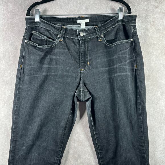 Eileen Fisher Jeans Women 14 Black Denim Skinny Mid Rise Pockets Casual Everyday - Picture 2 of 10